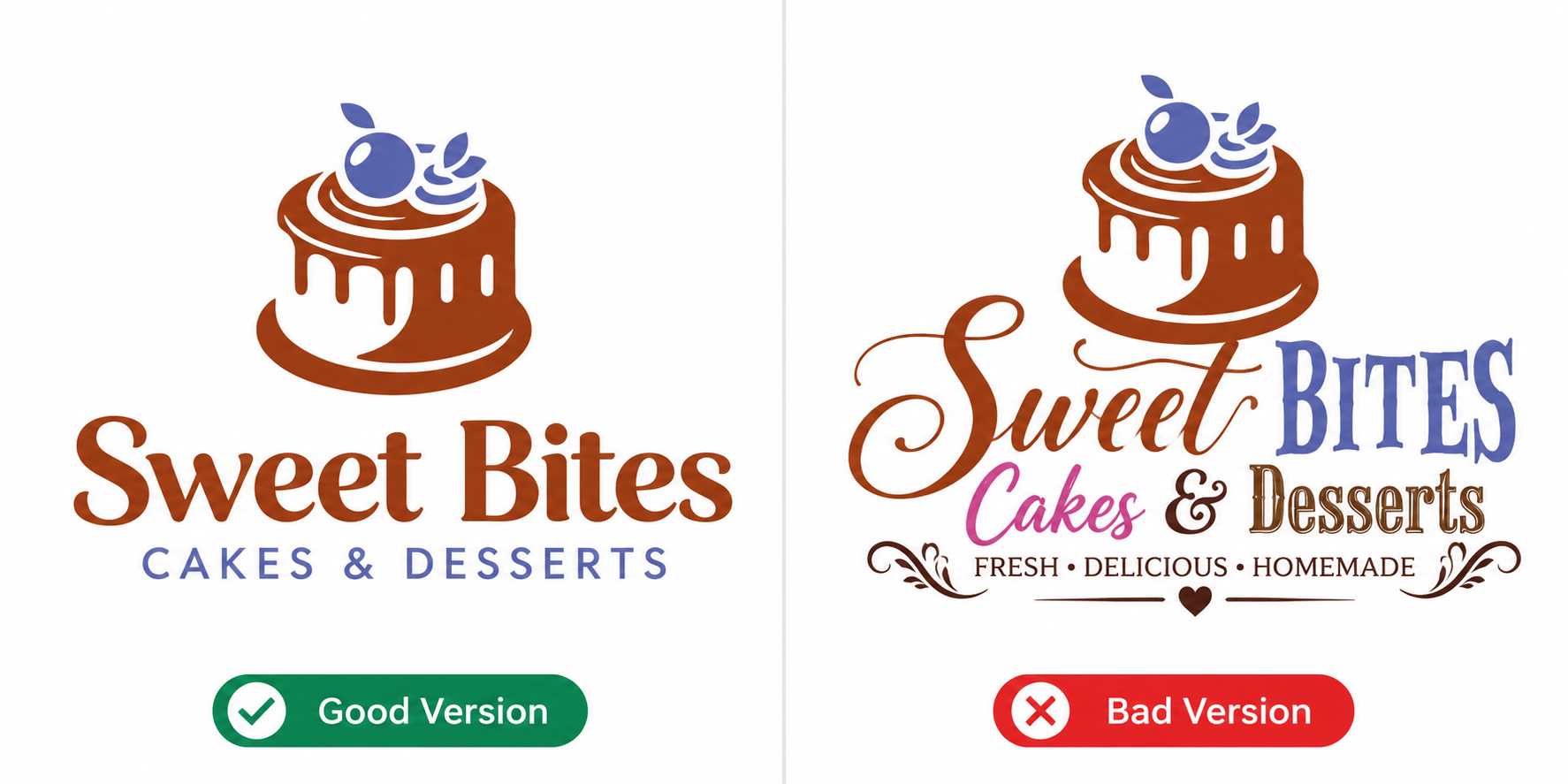 coordinated typography logo vs. logo with too many conflicting fonts