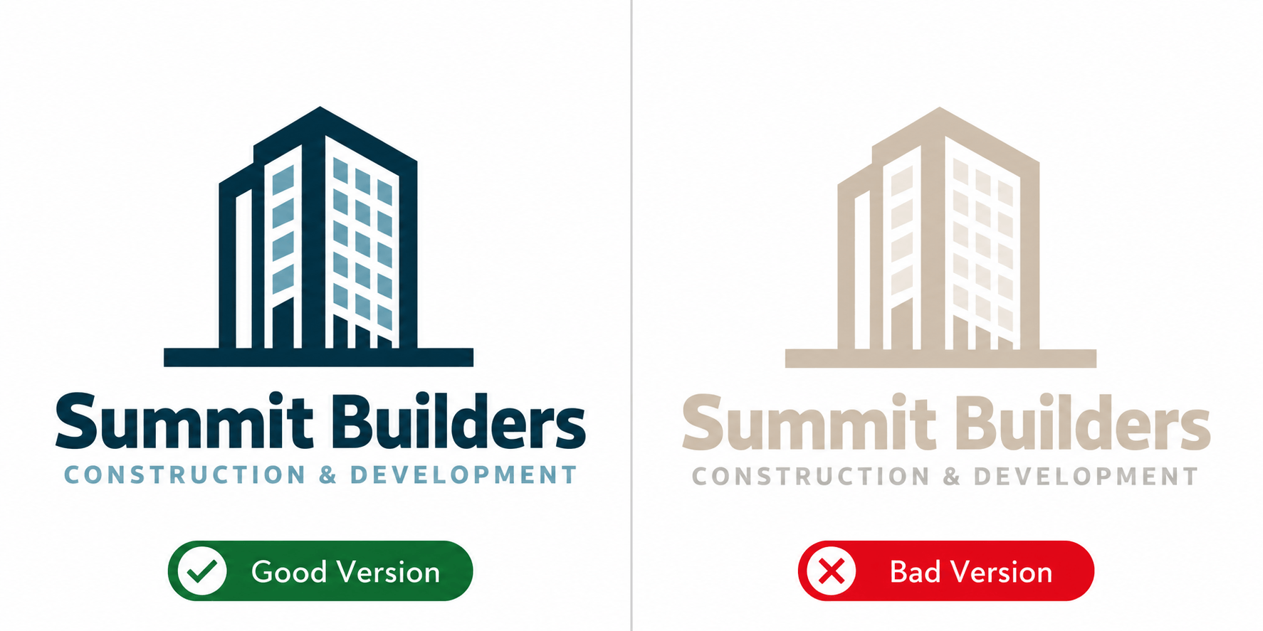logo with strong contrast vs. with low contrast