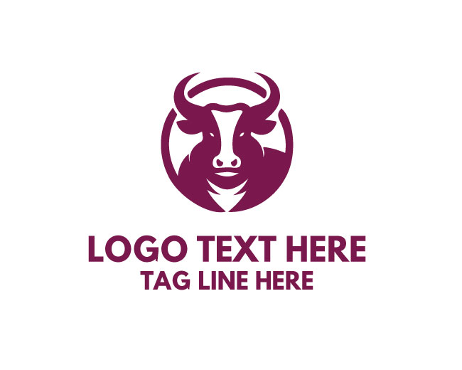Circular Dairy Cow head Logo