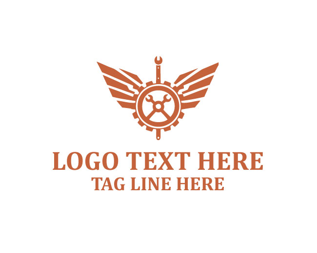Wrench Mechanic Wings Logo
