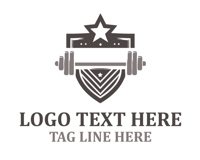  Barbell Shield Gym Logo