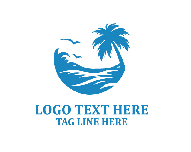 Tropical Beach Sunset Logo