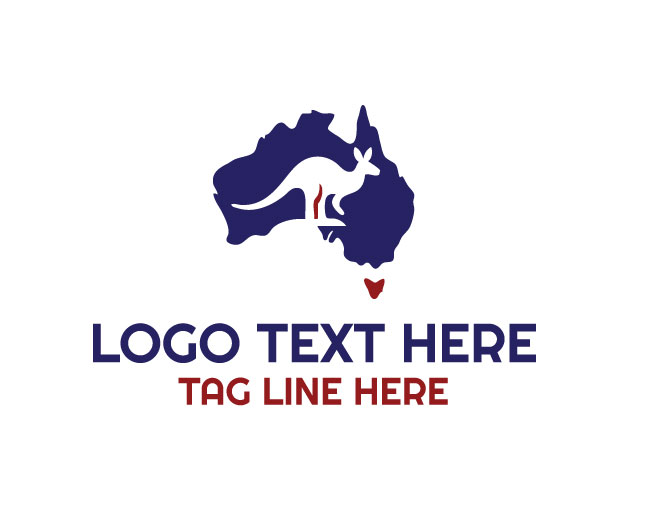 Aussie Kangaroo Australia Map Logo