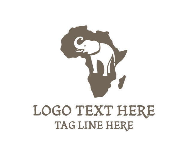 Safari Elephant Africa Map Logo