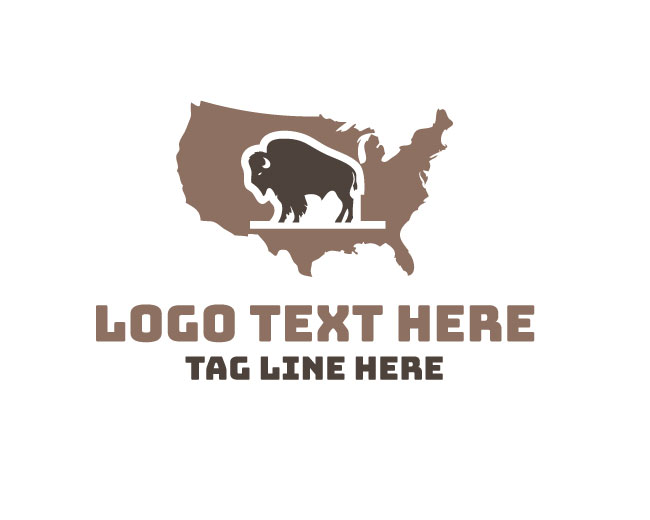 Frontier Bison United States Map Logo
