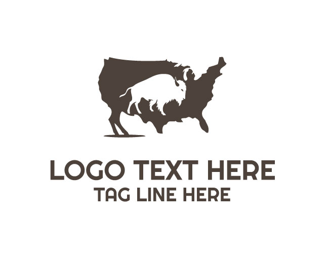  Prairie Bison United States Map Logo