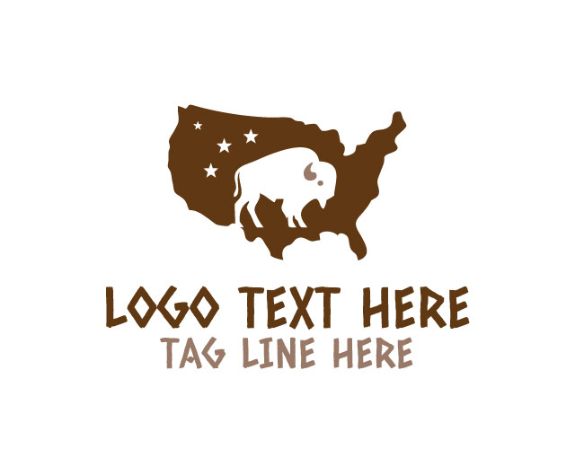 Heritage Bison United States Map Logo