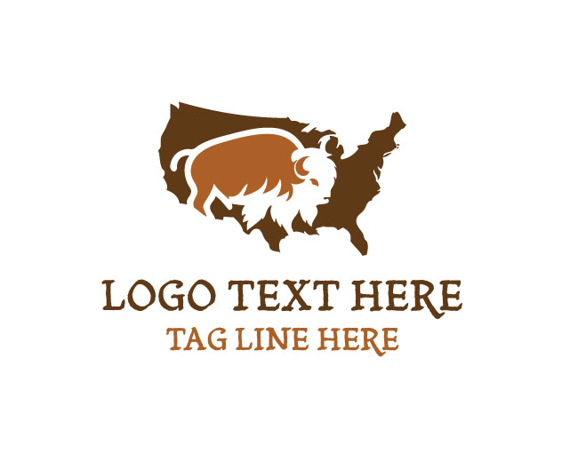 Native Pride Bison United States Map Logo