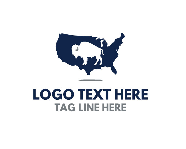 Great Plains Bison United States Map Logo