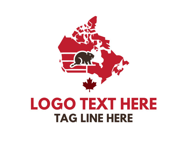 Maple Beaver Canada Map Logo