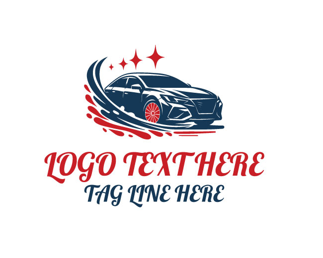 Modern Car Wash Logo with Water Bubbles and Shine Effect