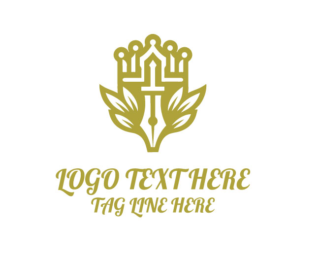 Elegant Crown Pen Logo