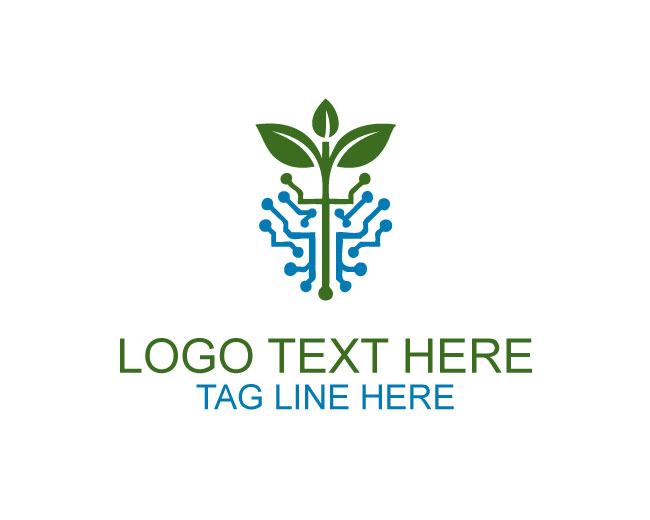 Eco Tech Leaf Circuit Logo