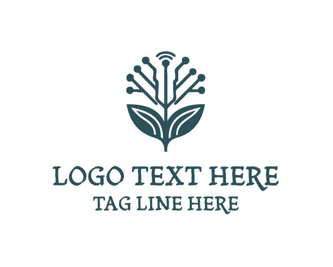 Eco Leaf wifi tech Logo