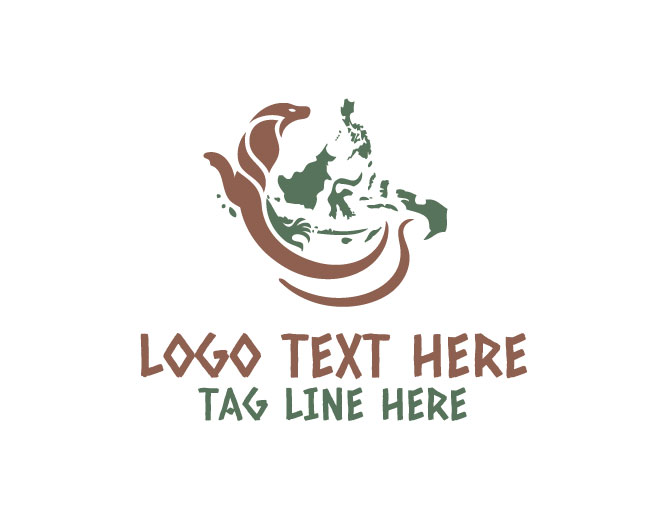 Wild Komodo Indonesia Map Logo