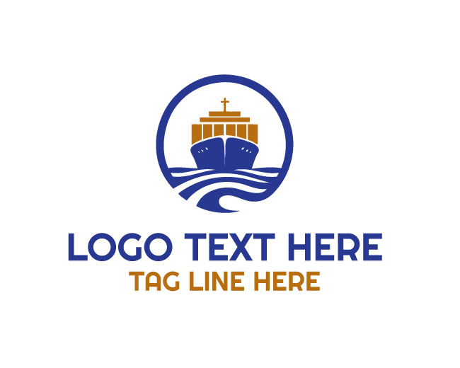 Cargo Wave Logistic Ship Logo