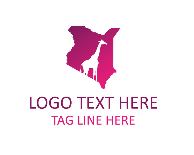 African Giraffe Kenya Map Logo