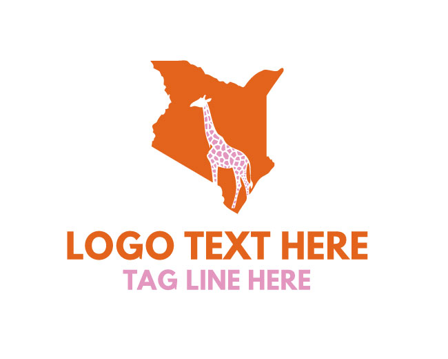 Kenya Wildlife Giraffe Map Logo
