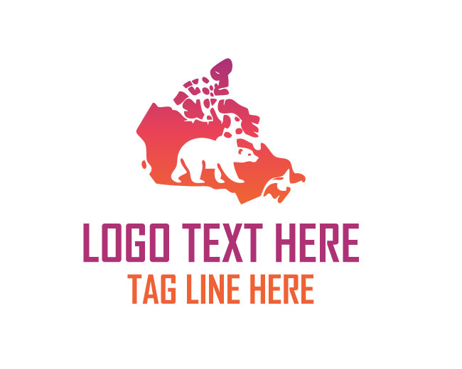 Polar Bear Canada Map Logo
