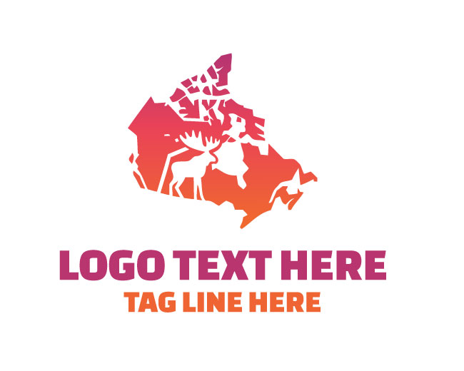 Forest Moose Canada Map Logo