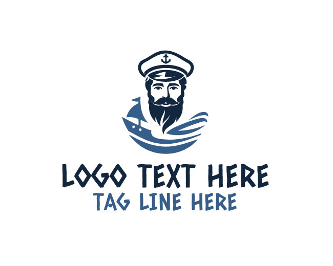Blue Captain Ship Logo