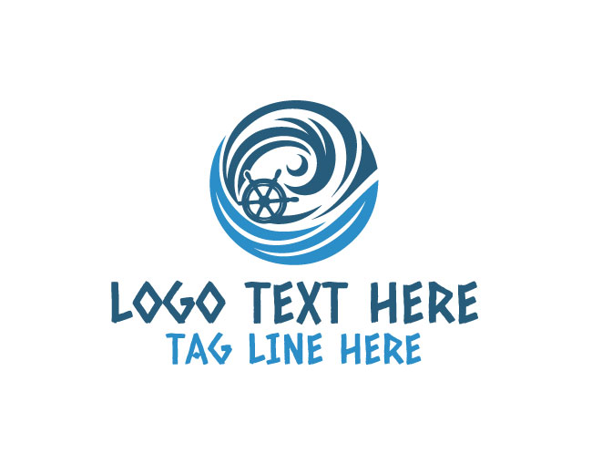  Navy Steer Ship Wheel Logo