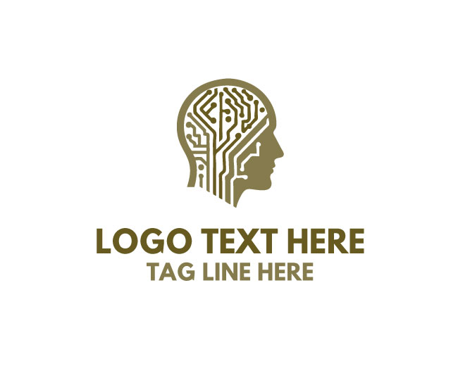  Cyber Mind Human Digital Head Logo