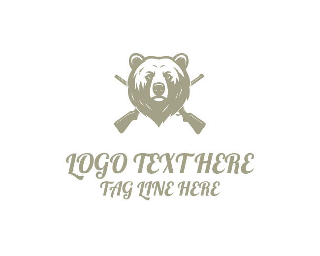 Hunting Cross Rifle Bear Logo