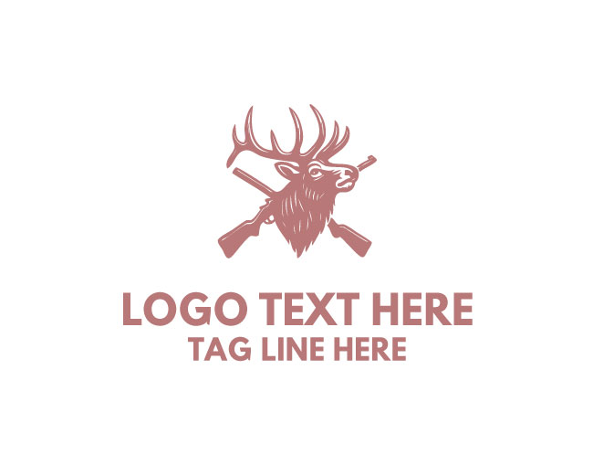 Minimalist Cross Rifle Deer Logo
