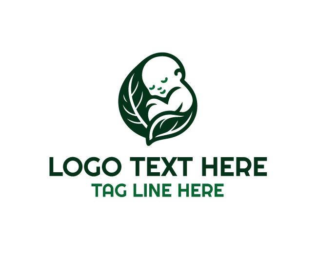 Baby Face sleeping in leaf Logo