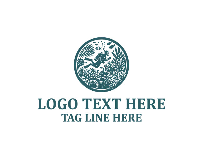 Scuba Diver Coral Logo