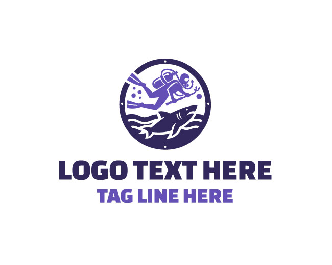 Scuba Diver Wave Line Logo
