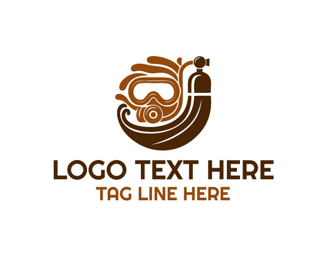 Scuba Diver Air Bubbles Logo
