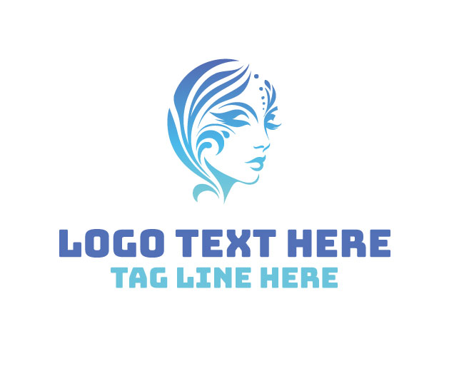 Woman Face Brush Sweep Logo