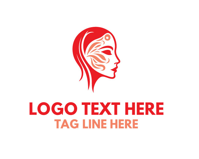 Woman Face Modern Paint Logo