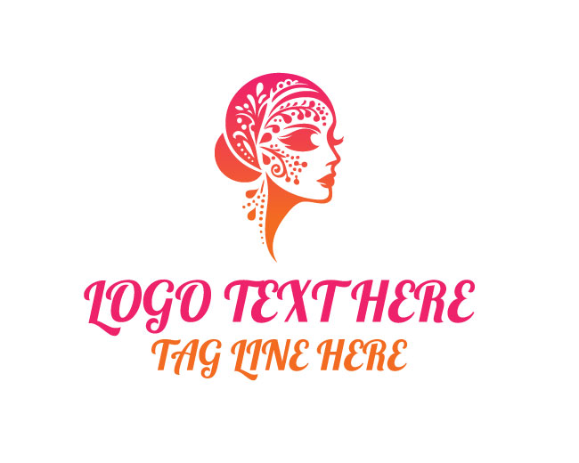 Woman Face Elegant Brush Logo