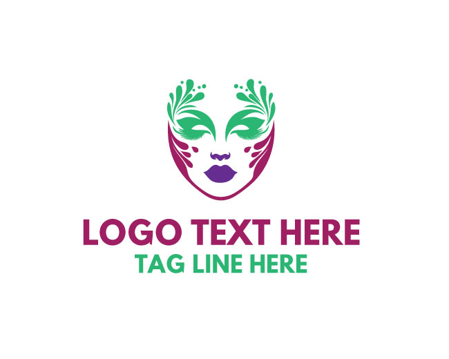 Colorful Beauty Woman Face Painting Logo
