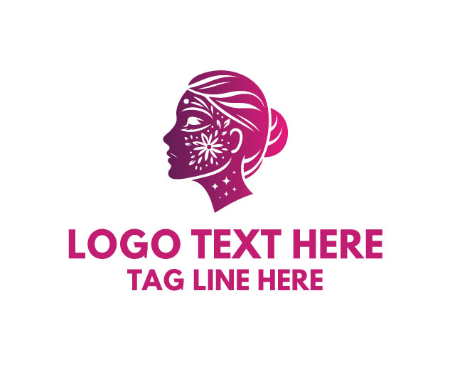 Pink Art Woman Face Painting Logo