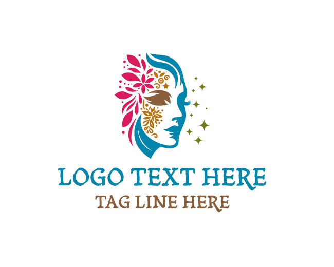 Art Beauty Woman Face Painting Logo
