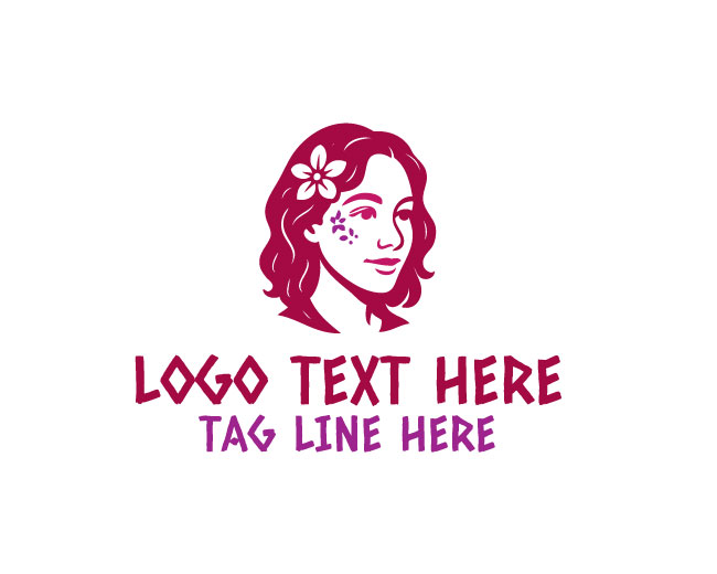 Floral Beauty Woman Face Painting Logo
