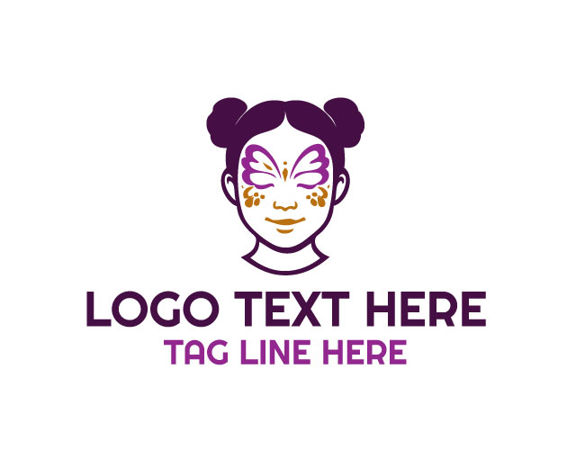 Color Art Woman Face Painting Logo