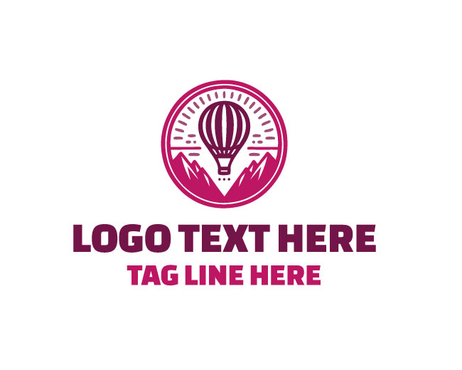 Mountain Balloon Line Art Logo