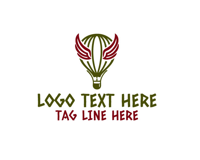 Wings Hot Air Balloon Minimal Logo