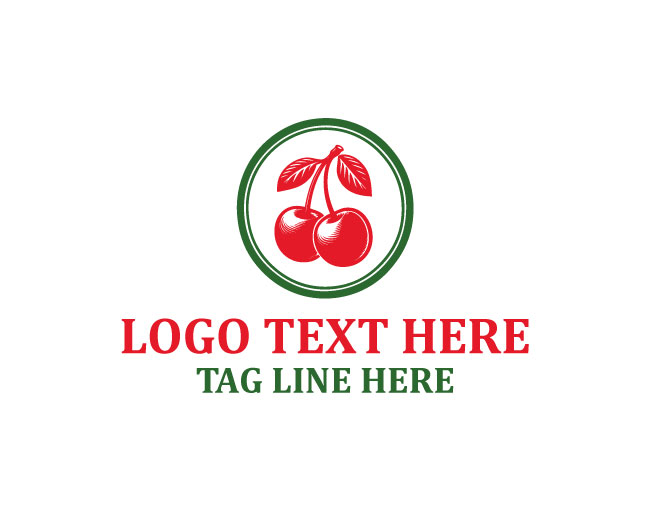 Organic Cherry Fruit Mark Logo