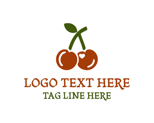 Flat Cherry Fruit Logo