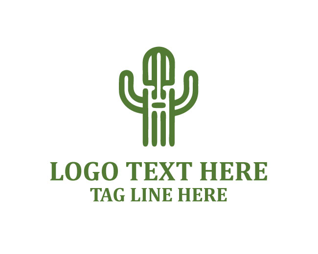 Sad Green cactus logo