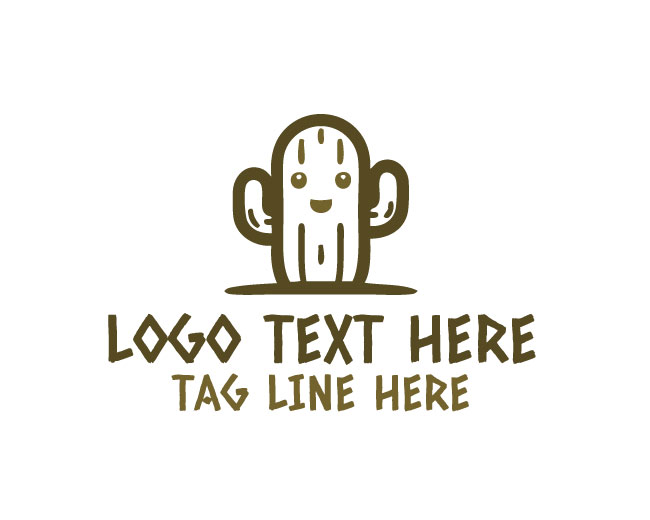 Cute Smile Cactus Logo