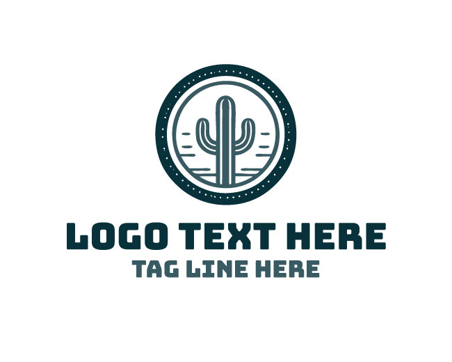 Vintage blue Cactus Logo