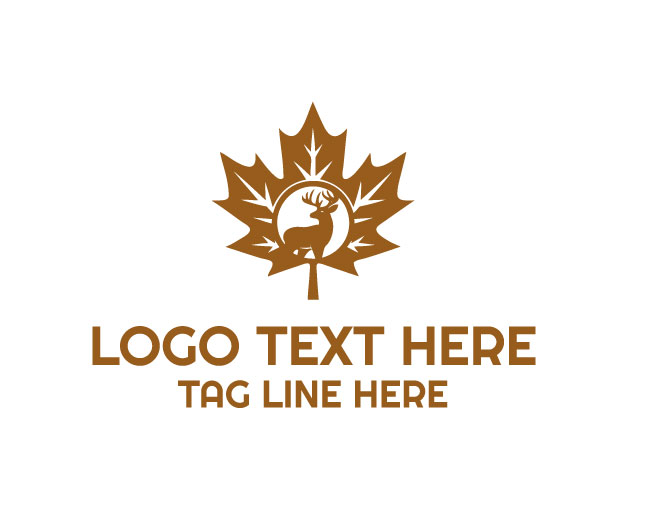 Maple Leaf Deer Icon Logo