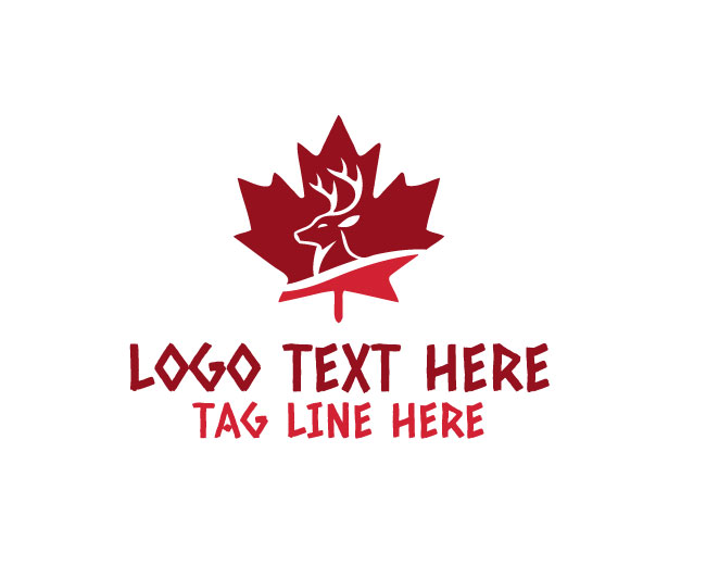 Canadian Deer with Maple Leaf Logo